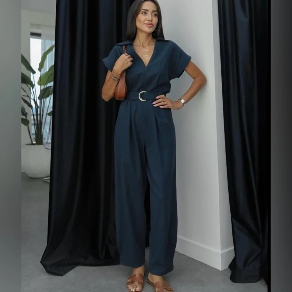 ZARA BLOGGERS’ FAVORITE BELTED LINEN BLEND JUMPSUIT